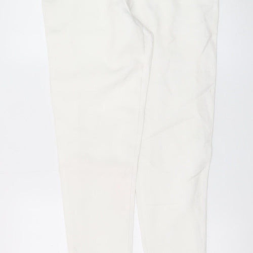 Motel Womens White Size 6 Tapered Stretch Cotton Trousers