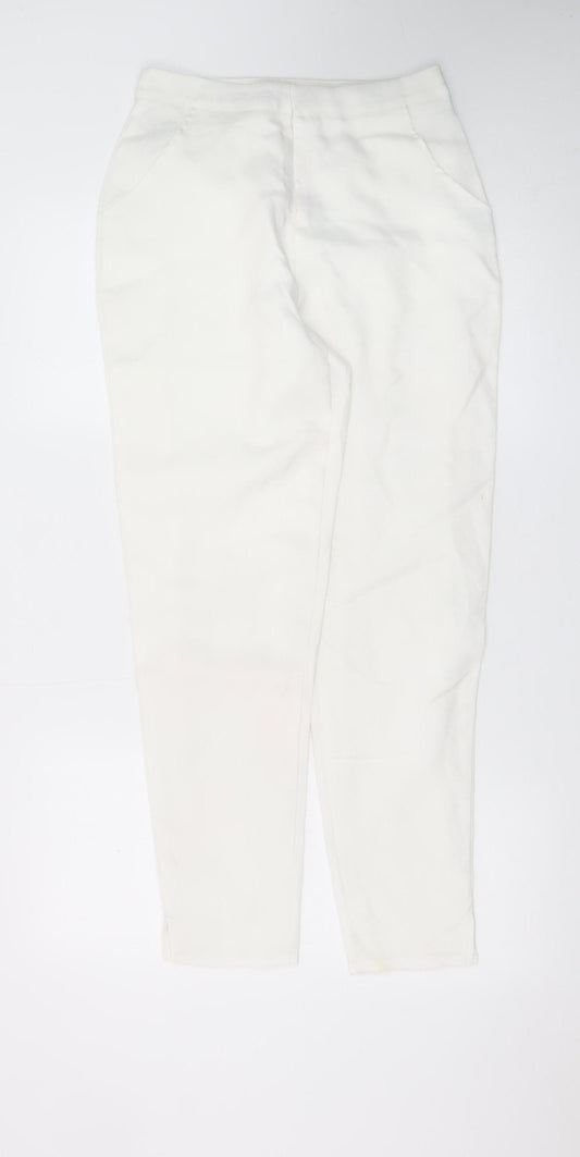 Motel Womens White Size 6 Tapered Stretch Cotton Trousers