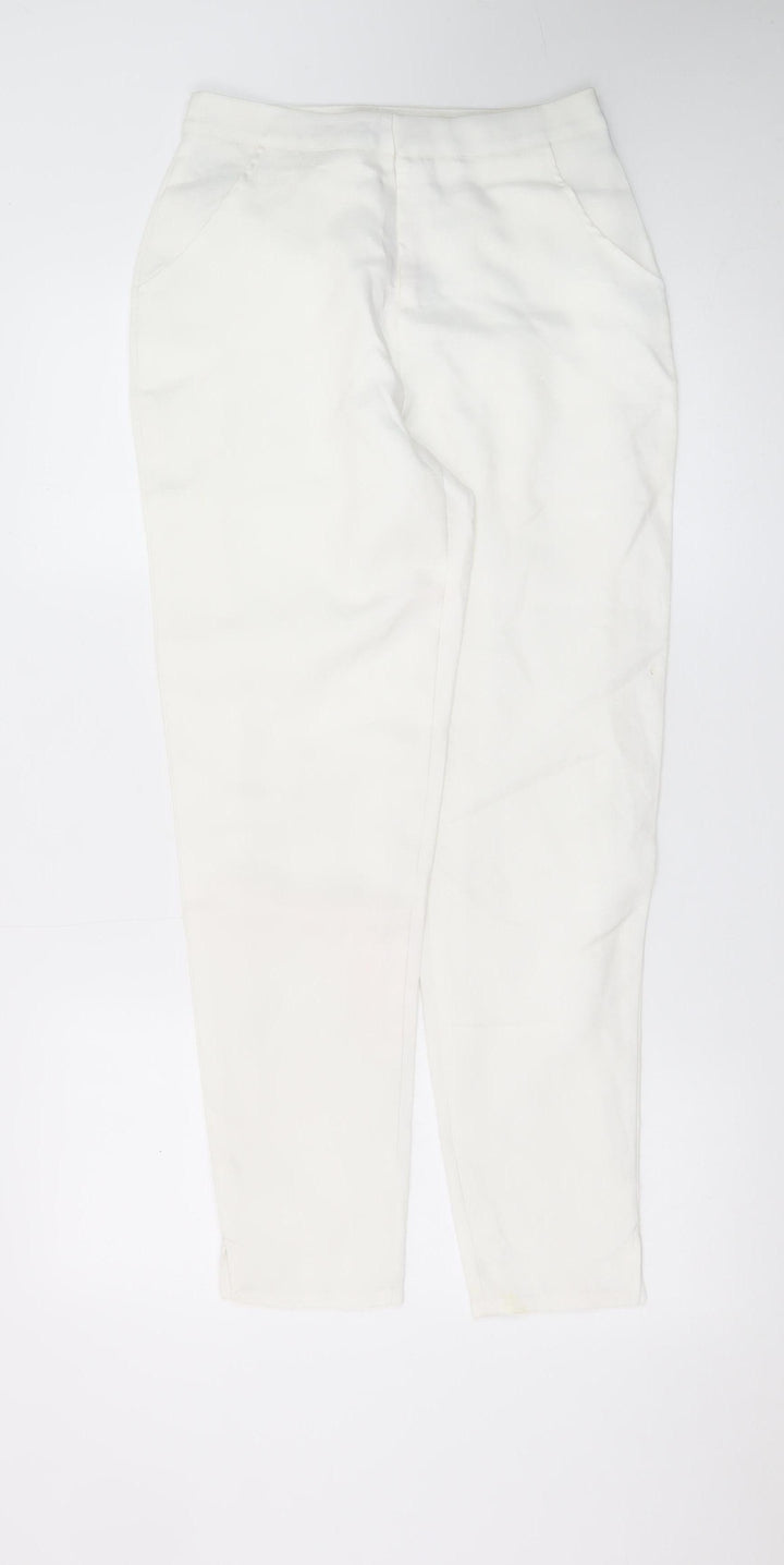 Motel Womens White Size 6 Tapered Stretch Cotton Trousers