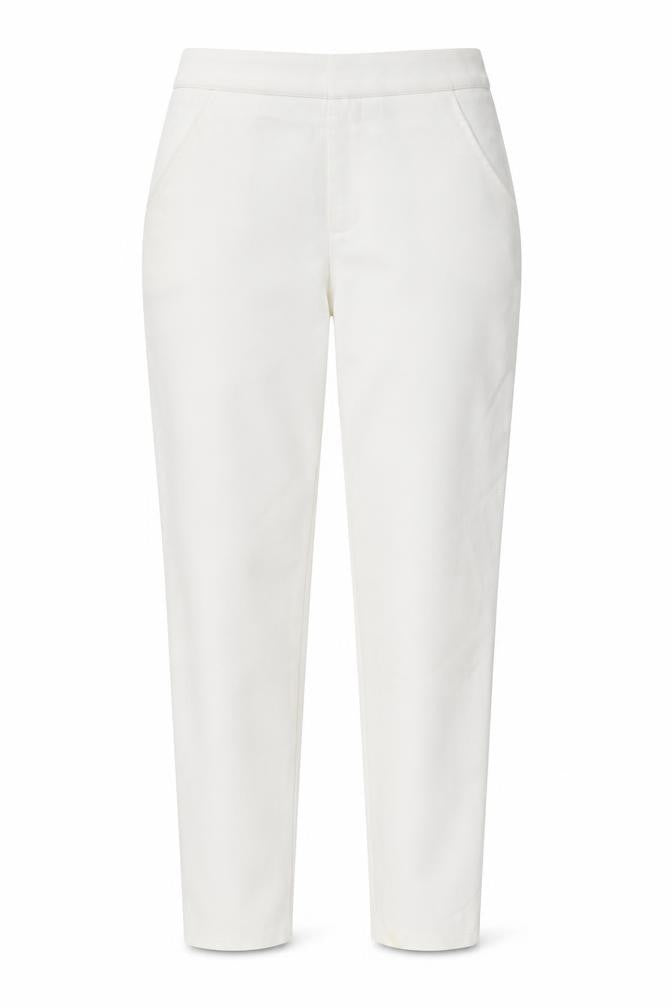 Motel Womens White Size 6 Tapered Stretch Cotton Trousers