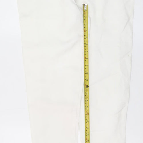 Motel Womens White Size 6 Tapered Stretch Cotton Trousers