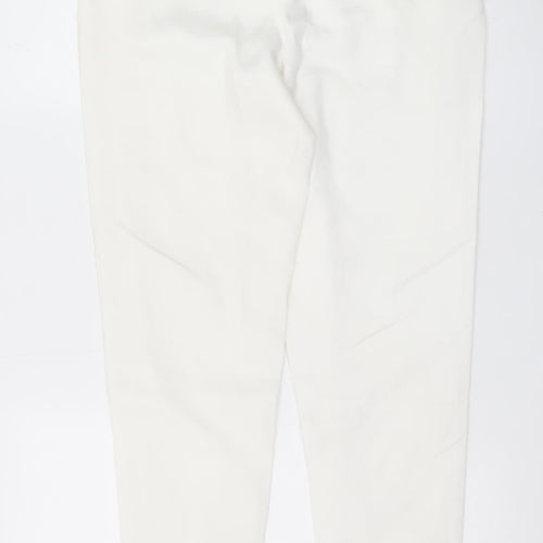 Motel Womens White Size 6 Tapered Stretch Cotton Trousers