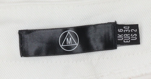 Motel Womens White Size 6 Tapered Stretch Cotton Trousers