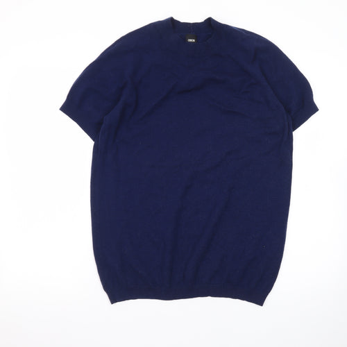 ASOS Men's Blue Merino Wool Short Sleeve Crew Neck Jumper L