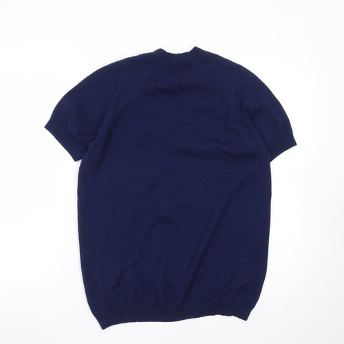 ASOS Men's Blue Merino Wool Short Sleeve Crew Neck Jumper L