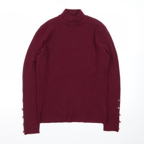 Marks and Spencer Women’s Red Roll Neck Ribbed Jumper Size 14