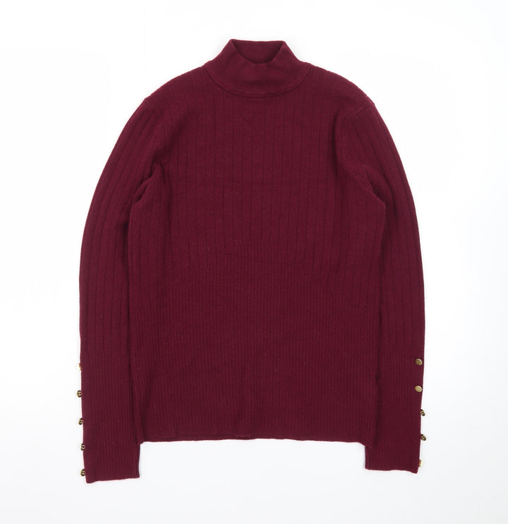 Marks and Spencer Women’s Red Roll Neck Ribbed Jumper Size 14