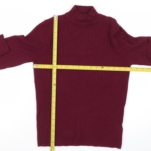 Marks and Spencer Women’s Red Roll Neck Ribbed Jumper Size 14