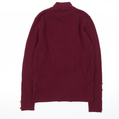 Marks and Spencer Women’s Red Roll Neck Ribbed Jumper Size 14