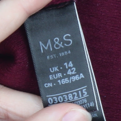 Marks and Spencer Women’s Red Roll Neck Ribbed Jumper Size 14