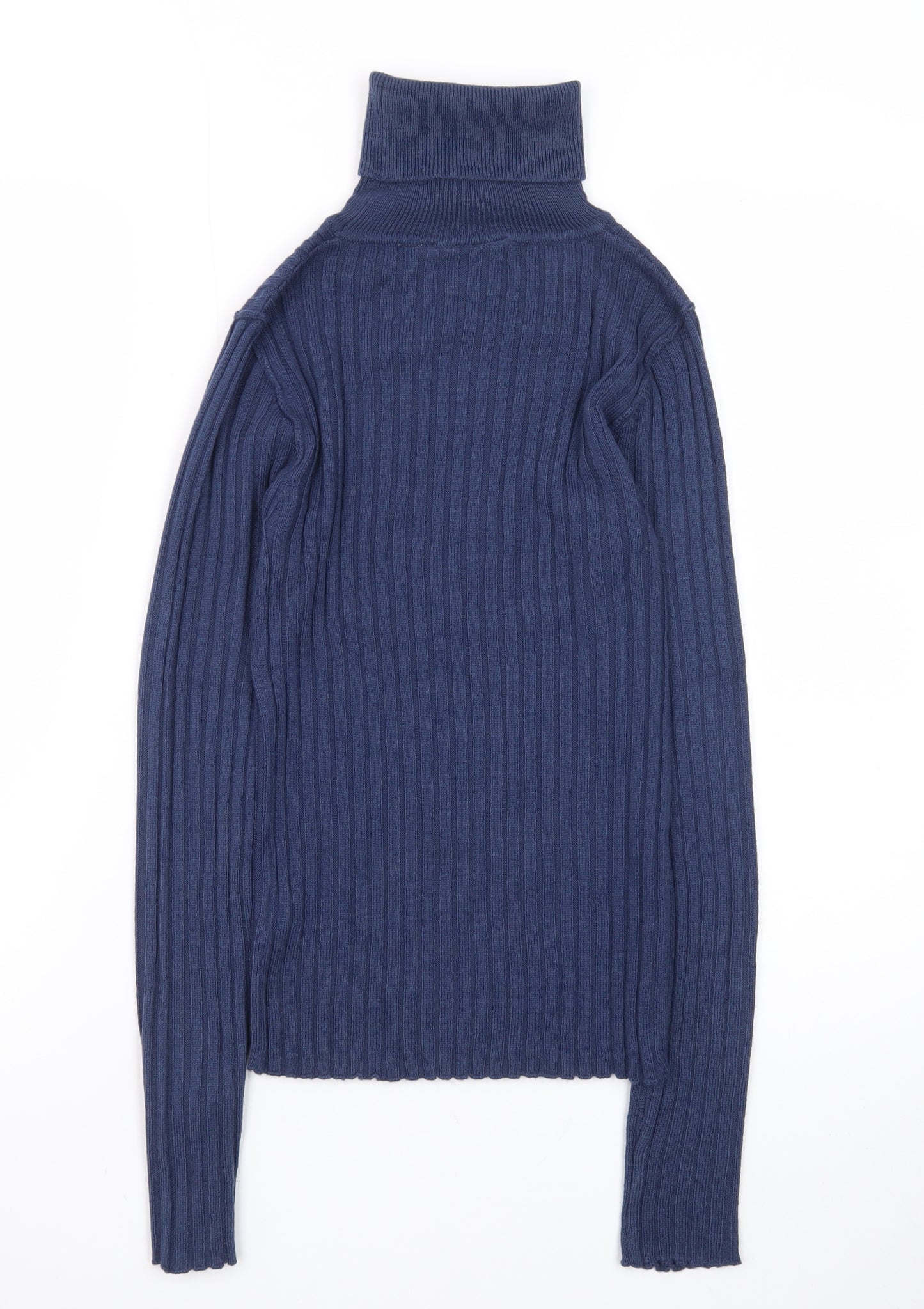 Collusion Women's Blue Roll Neck Ribbed Jumper Size 8