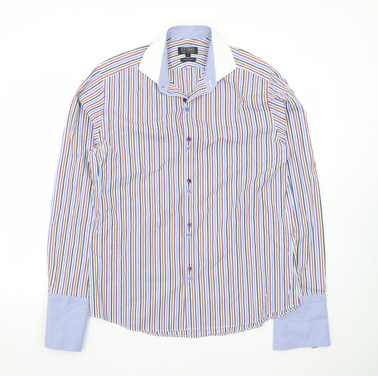 Jeff Banks Men's Multicoloured Striped Pure Cotton Dress Shirt Size 16