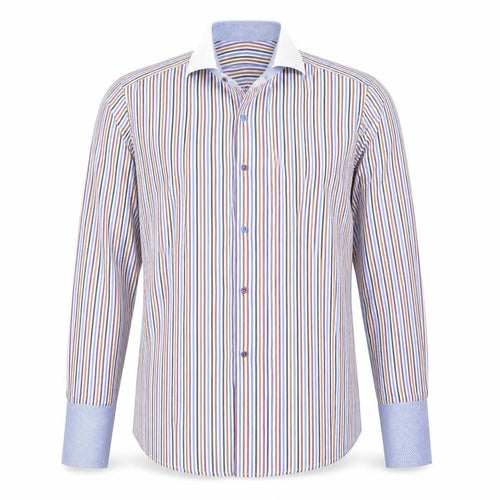 Jeff Banks Men's Multicoloured Striped Pure Cotton Dress Shirt Size 16