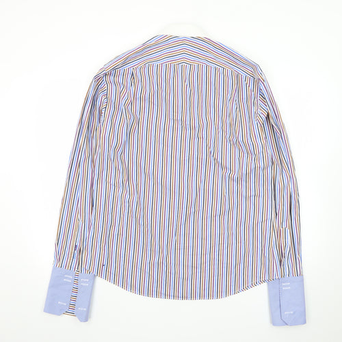 Jeff Banks Men's Multicoloured Striped Pure Cotton Dress Shirt Size 16