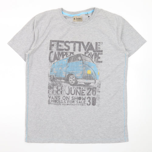 Peter Storm Men’s Grey Camper Van Festival Graphic T-Shirt L
