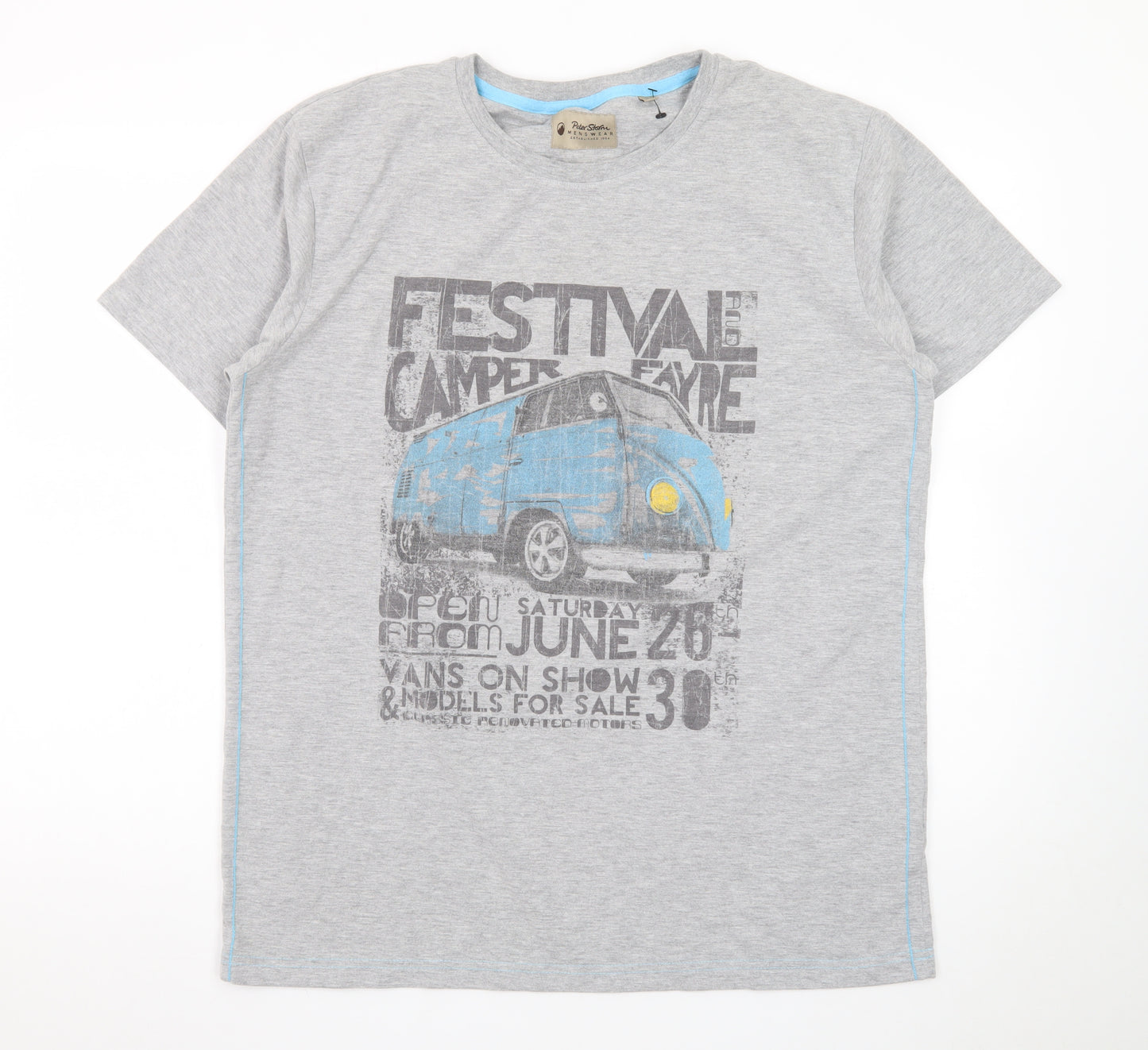 Peter Storm Men’s Grey Camper Van Festival Graphic T-Shirt L