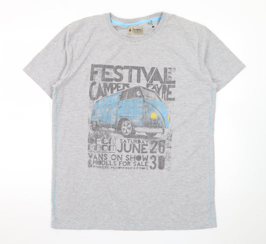 Peter Storm Men’s Grey Camper Van Festival Graphic T-Shirt L