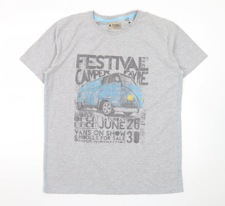 Peter Storm Men’s Grey Camper Van Festival Graphic T-Shirt L