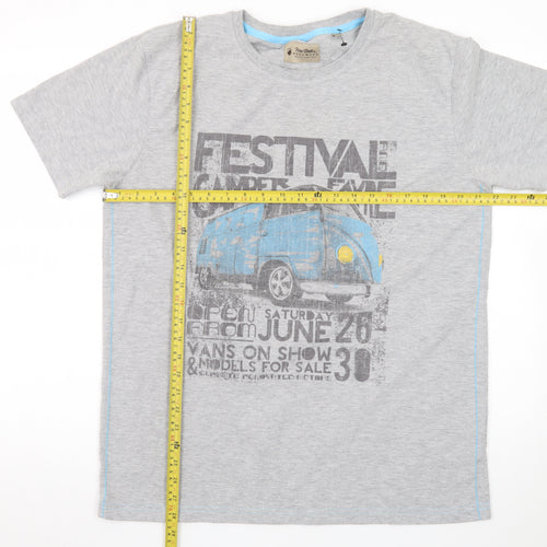Peter Storm Men’s Grey Camper Van Festival Graphic T-Shirt L