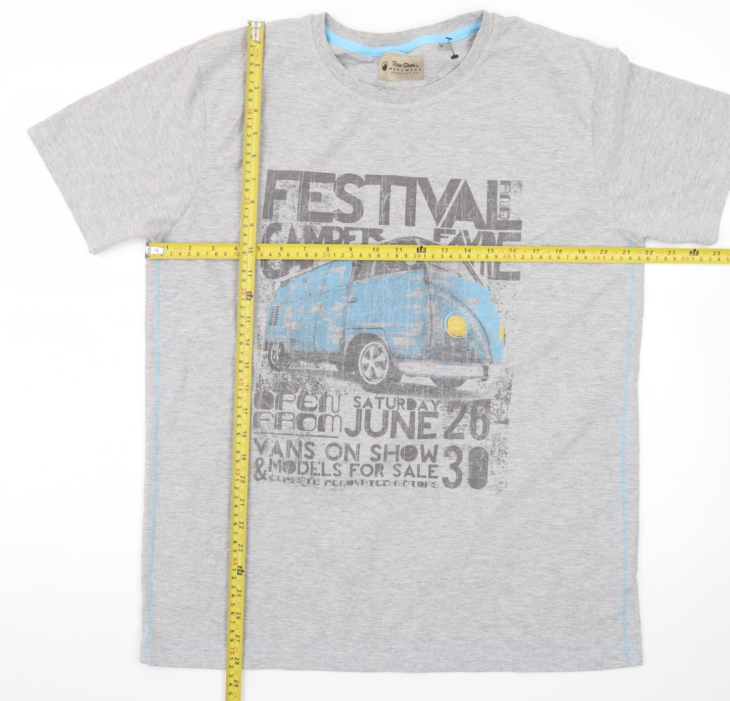 Peter Storm Men’s Grey Camper Van Festival Graphic T-Shirt L