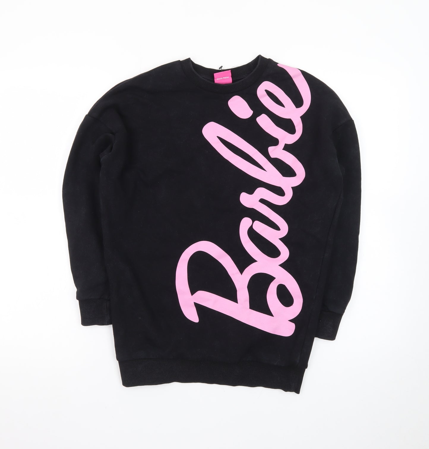 Barbie Girls Black Pink Logo Pullover Sweatshirt Size 10-11 Years