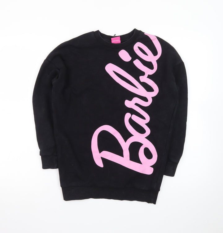 Barbie Girls Black Pink Logo Pullover Sweatshirt Size 10-11 Years