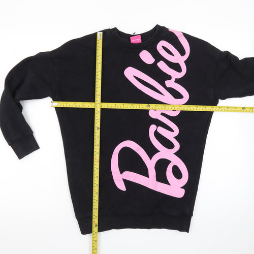 Barbie Girls Black Pink Logo Pullover Sweatshirt Size 10-11 Years