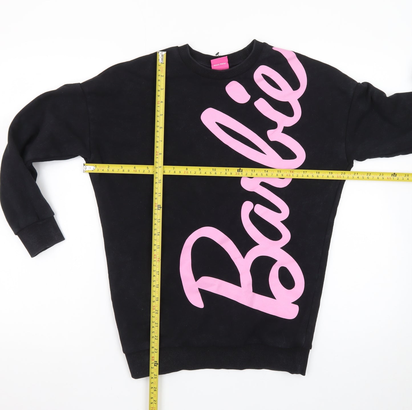 Barbie Girls Black Pink Logo Pullover Sweatshirt Size 10-11 Years