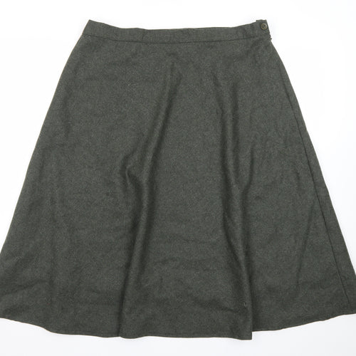 Country Collection Womens Green Wool A-Line Midi Skirt Size 18