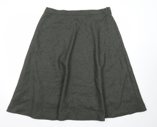 Country Collection Womens Green Wool A-Line Midi Skirt Size 18