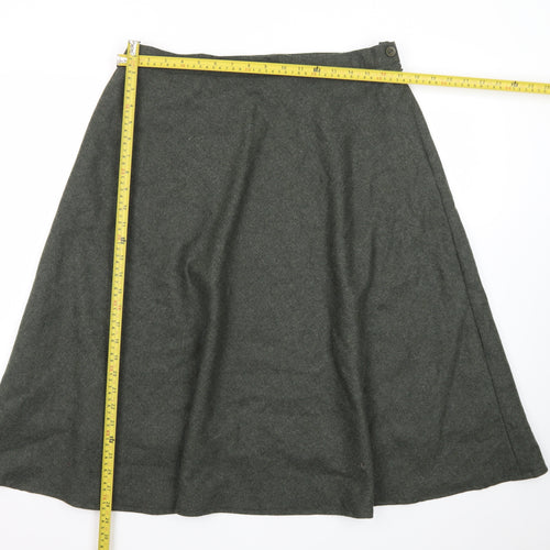 Country Collection Womens Green Wool A-Line Midi Skirt Size 18