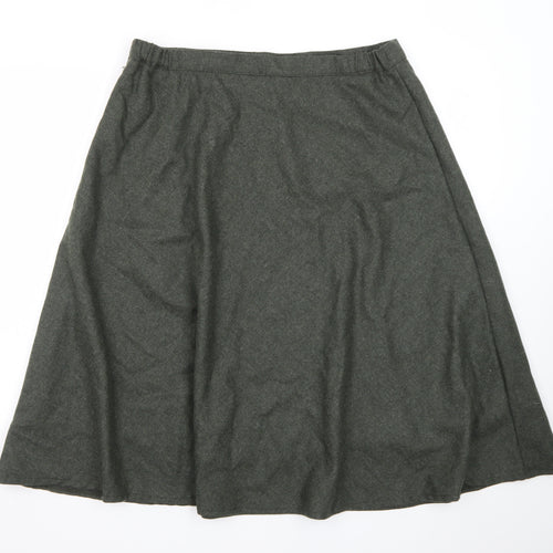Country Collection Womens Green Wool A-Line Midi Skirt Size 18