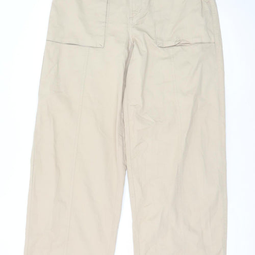 Mavi Women’s Beige Cargo Wide-Leg Cotton Trousers Size M