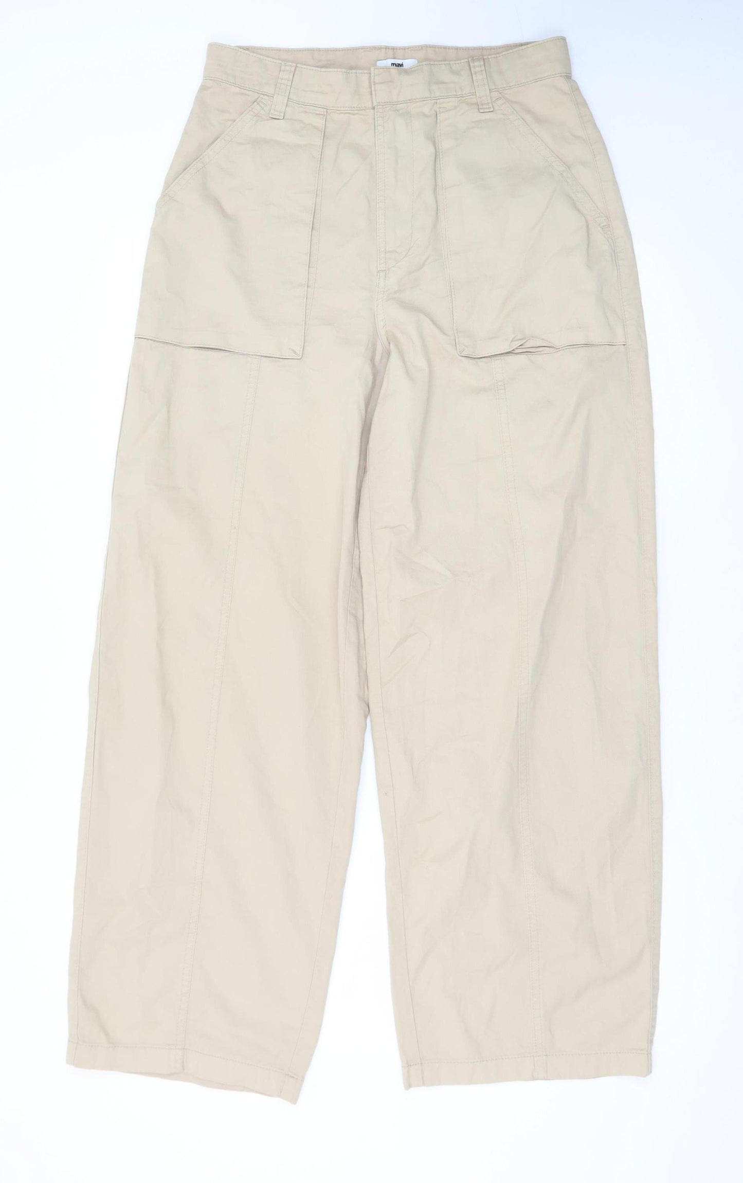 Mavi Women’s Beige Cargo Wide-Leg Cotton Trousers Size M