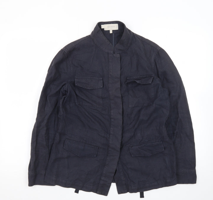 Hobbs Women Blue Linen Single-Breasted Blazer Jacket UK 10