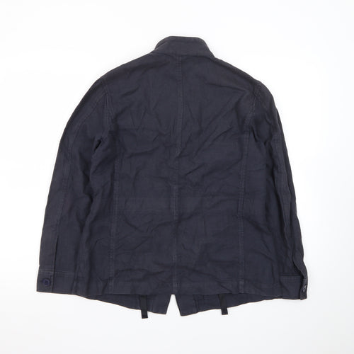 Hobbs Women Blue Linen Single-Breasted Blazer Jacket UK 10