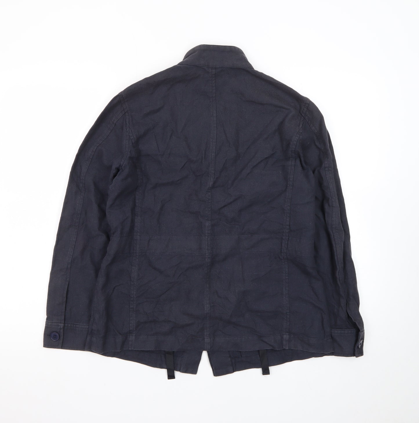 Hobbs Women Blue Linen Single-Breasted Blazer Jacket UK 10