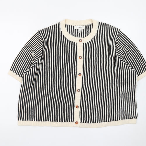 Marks and Spencer Women’s Black Striped Short Sleeve Cardigan XL
