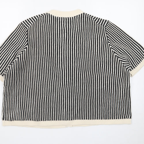 Marks and Spencer Women’s Black Striped Short Sleeve Cardigan XL