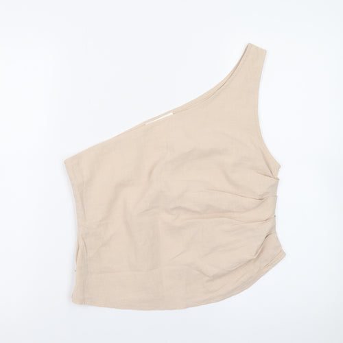 4th & Reckless Women’s Beige One Shoulder Camisole Blouse Size 12