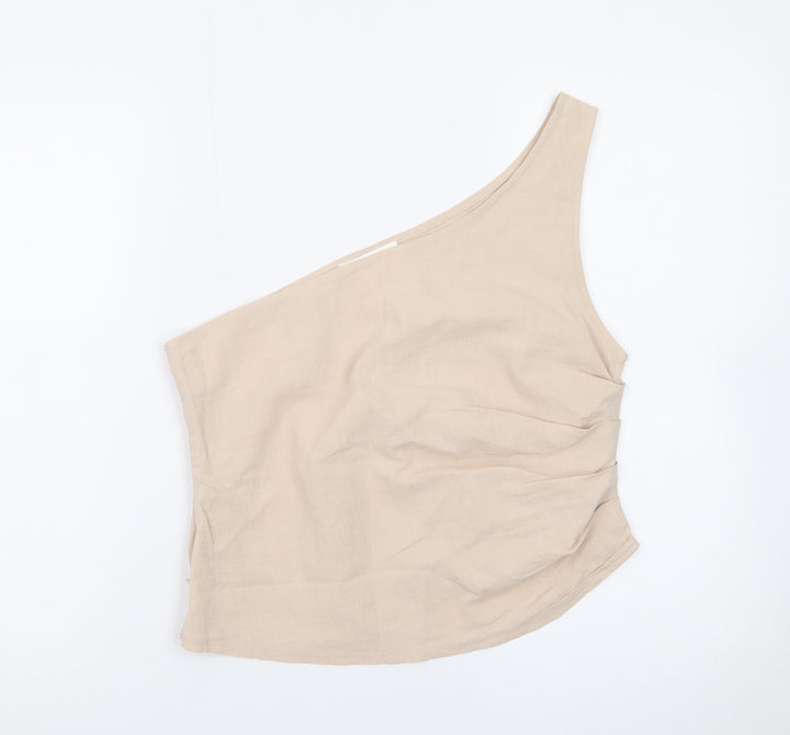 4th & Reckless Women’s Beige One Shoulder Camisole Blouse Size 12