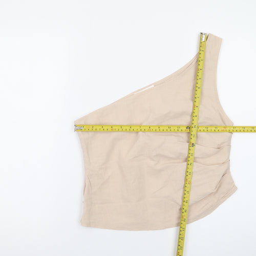 4th & Reckless Women’s Beige One Shoulder Camisole Blouse Size 12