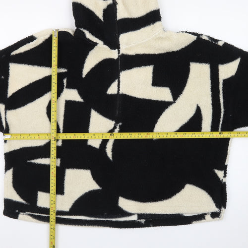 Monki Women's Black Beige Fleece Pullover Sweatshirt Medium