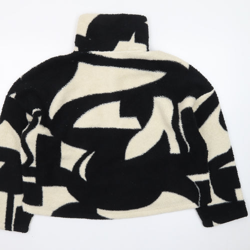 Monki Women's Black Beige Fleece Pullover Sweatshirt Medium