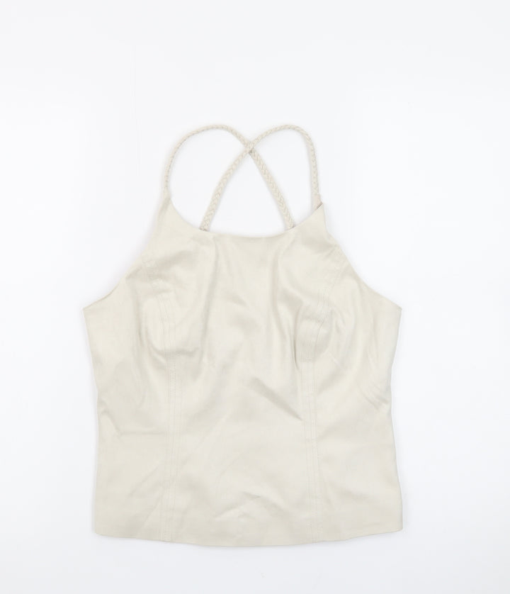 Next Women’s Beige Halter Camisole Top Size 14 Stretch Polyester