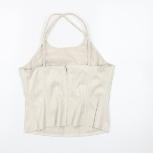 Next Women’s Beige Halter Camisole Top Size 14 Stretch Polyester