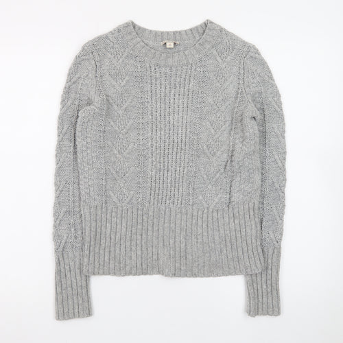 Gap Women Grey Cable-Knit Jumper S Classic Winter Knitwear