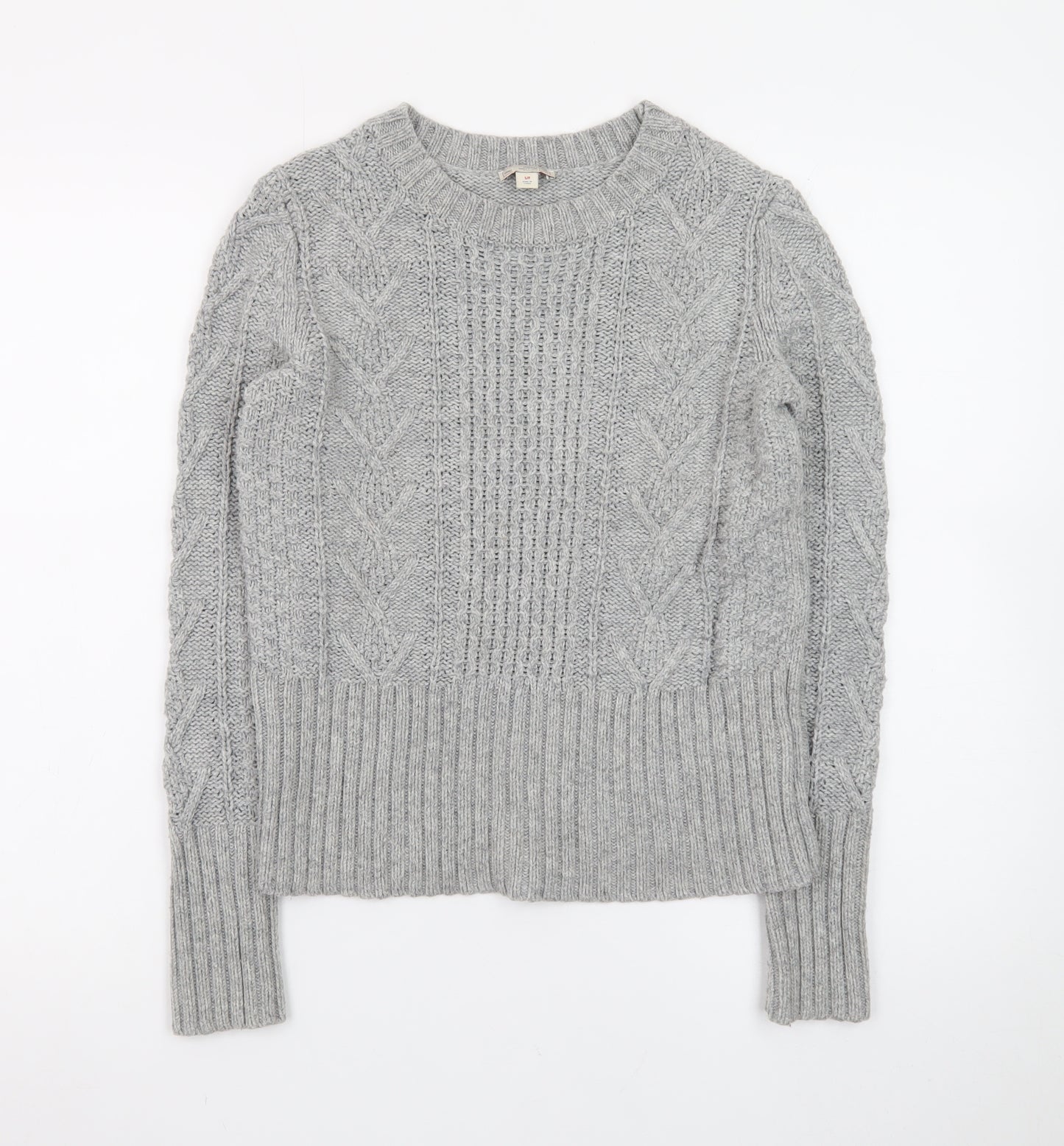 Gap Women Grey Cable-Knit Jumper S Classic Winter Knitwear