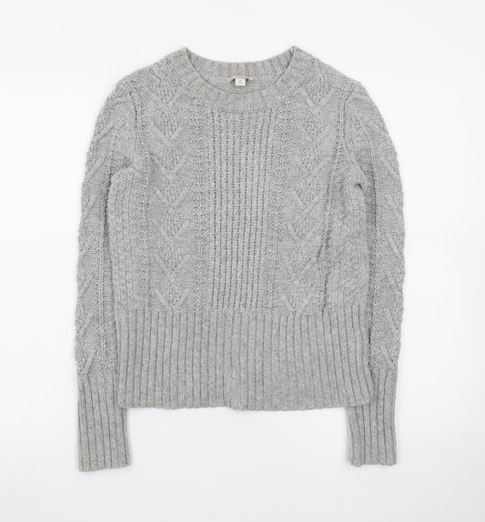 Gap Women Grey Cable-Knit Jumper S Classic Winter Knitwear