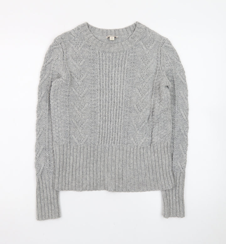 Gap Women Grey Cable-Knit Jumper S Classic Winter Knitwear